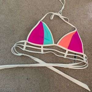 VS Pink strappy cage colorblock triangle swim top